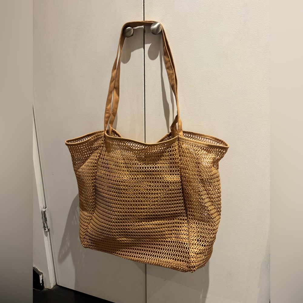 Tan Mesh Tote Bag